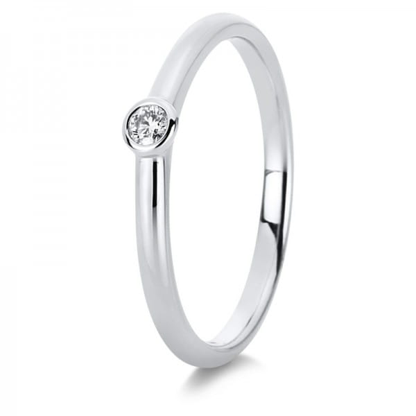 Verlobungsring Diamant Solitaire Ring 585er Weißgold 14kt 0,05ct Ring Größe: 54