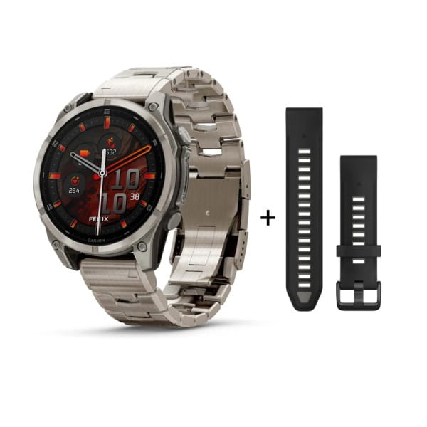 Garmin fēnix® 8 - 47 mm AMOLED Sapphire Titan mit zusätzlichem Silikonarmband 010-02904-40