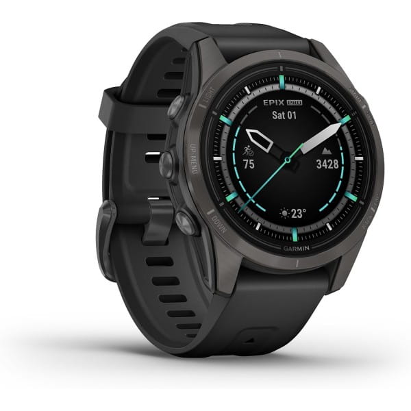 Garmin Epix™ Pro Gen 2 Sapphire 42mm Schwarz/Carbongrau Titan mit Silikon-Armband 010-02802-15