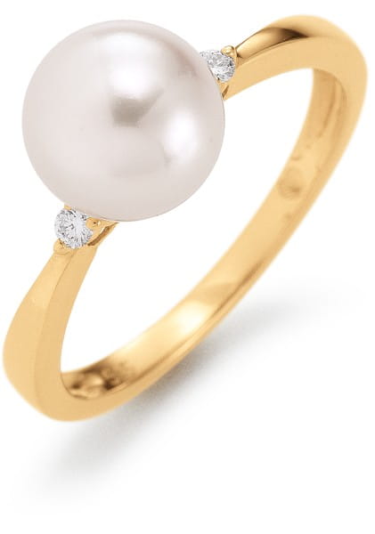 Adriana Ring mit einer Akoya-Perle und 2 Diamanten N27