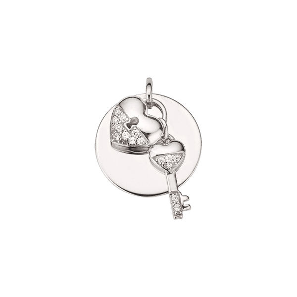 CEM 925er Silber Gravurplatte mit Herz u. Schlüssel BAH905418