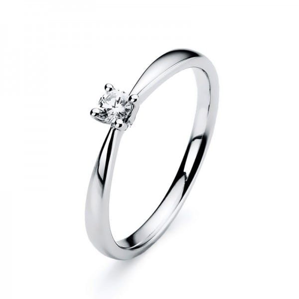 Verlobungsring Diamant Solitaire Ring 585er Weißgold 14kt 0,12ct Ring Größe: 54