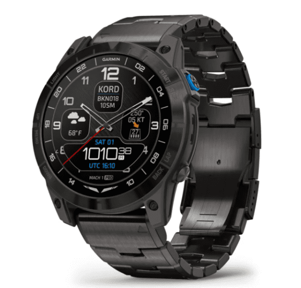 Garmin D2 Mach 1 Pro Piloten-Smartwatch mit Titan-Armband Herrenuhr mit Silikon Ersatzarmband 010-0